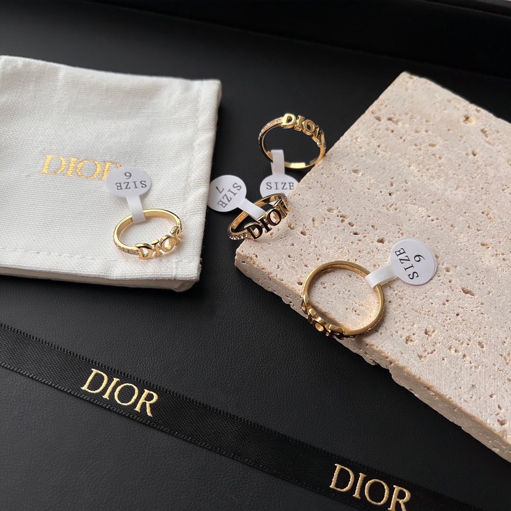 Nhẫn Đeo Tay Dior Xi Mạ Vàng / Bạc 925 Có Chữ Phong Cách Hàn Quốc Cho Nữ