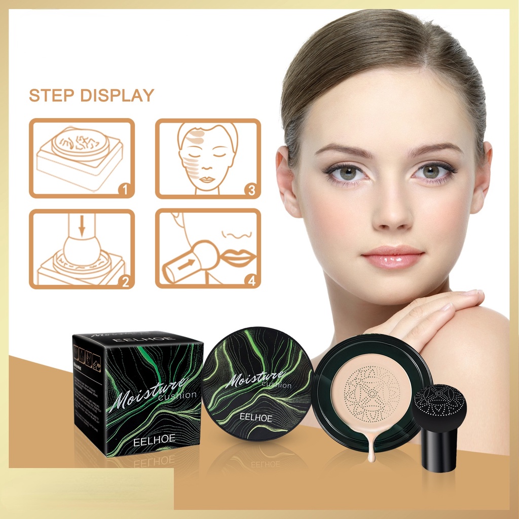 Kem Nền BB Dạng Air Cushion Dưỡng Ẩm Che Khuyết Điểm Làm Trắng Da Lâu Trôi Kèm Mút Trang Điểm Đầu Nấm