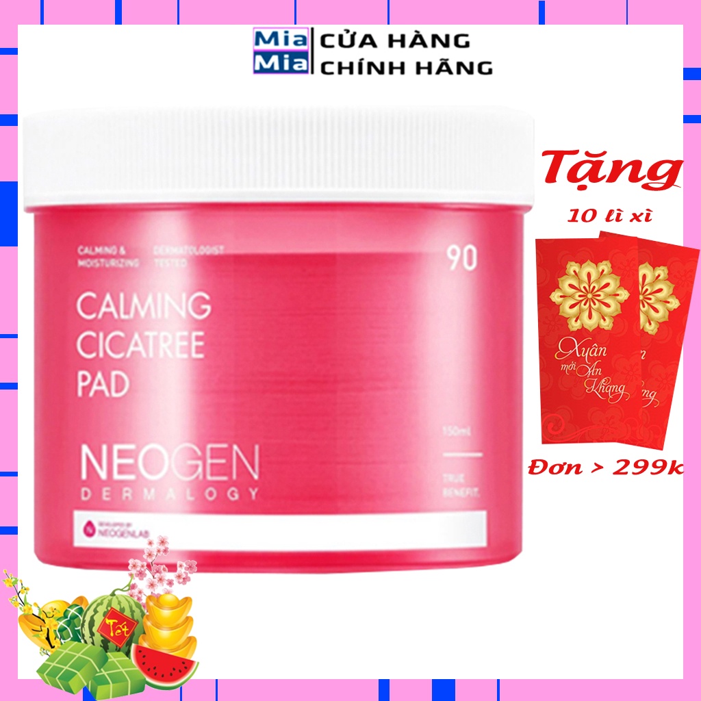 Toner Miếng Rau Má CiCa Dạng Miếng Neogen Dermalogy Calming Cica Tree Pad 90 Miếng Dịu Nhẹ Kháng Khuẩn