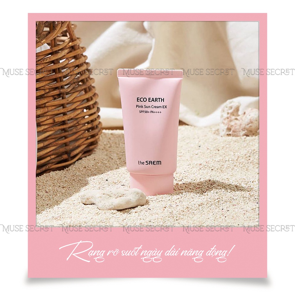 [Quà Tặng Khẩu Trang] Kem Chống Nắng The Saem - Eco Earth Pink Sun Cream SPF50+ PA++++ 50g [Mẫu mới] | BigBuy360 - bigbuy360.vn