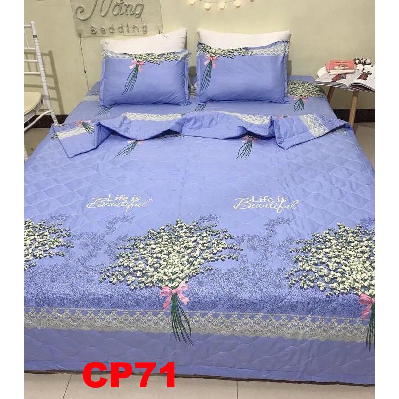 Bộ Ga gối, vỏ gối ôm cotton poly CP71 phong cách hàn quốc, hàng đẹp sắc nét