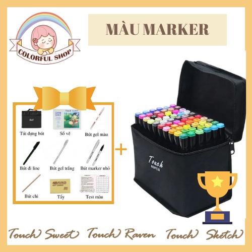 Bút màu Marker Touch Raven Touch Sweet FREESHIP Túi Vải Bộ 30/60/80/168 màu,vẽ anime kèm quà tặng