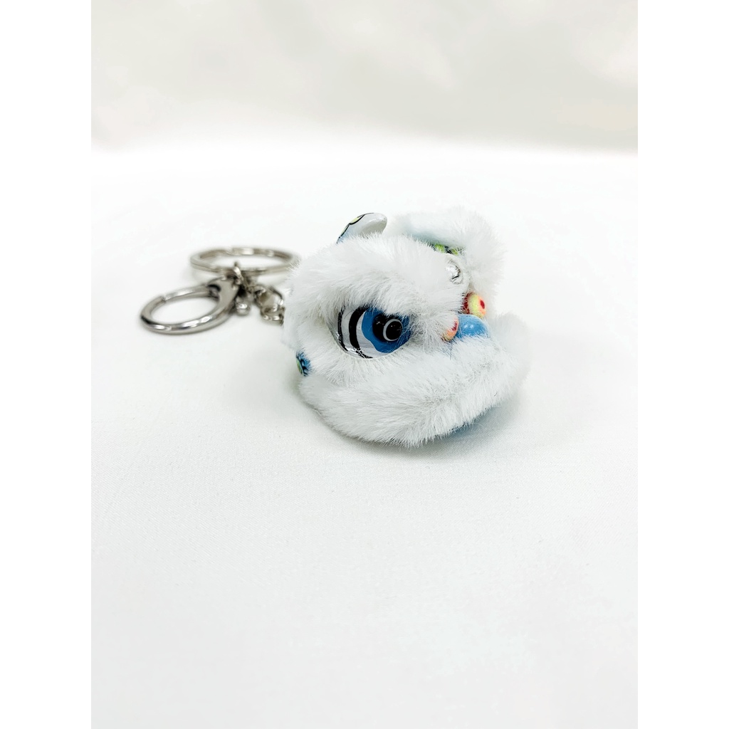 毛毛-蓝白 Móc Khóa Resin Hình Sư Tử Nhảy Múa Thời Trang