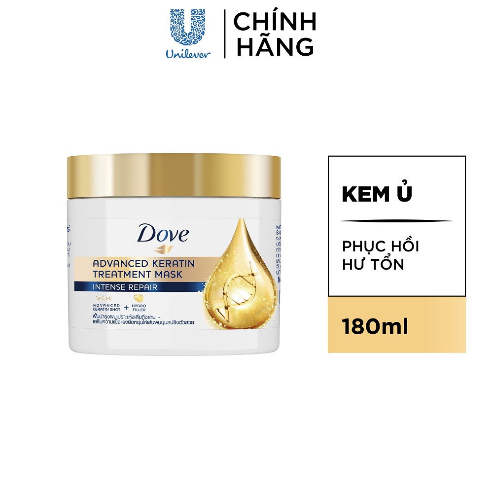 Kem ủ Dove Keratin Phục Hồi Hư Tổn Cao Cấp 180ml