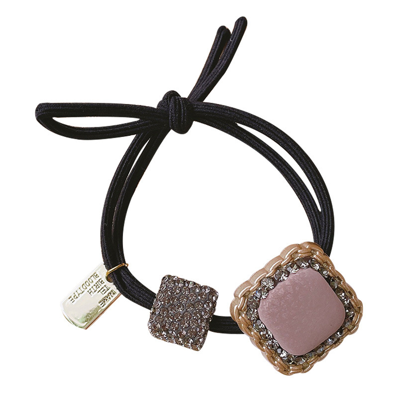 Dây Buộc Tóc Co Giãn Mặt Vuông Đính Đá Thời Trang