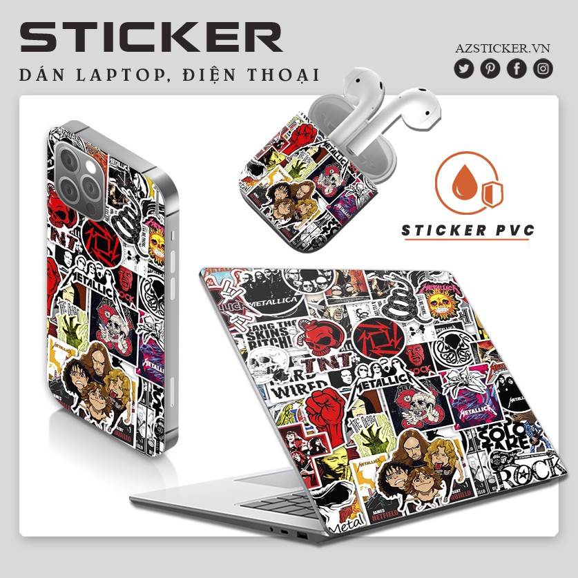 Sticker Dán Laptop, Dán Điện Thoại, Dán Nón Bảo Hiểm, Tem Dán Xe Chống Thấm Nước, Chống Bay Màu  | Chủ Đề Metallica
