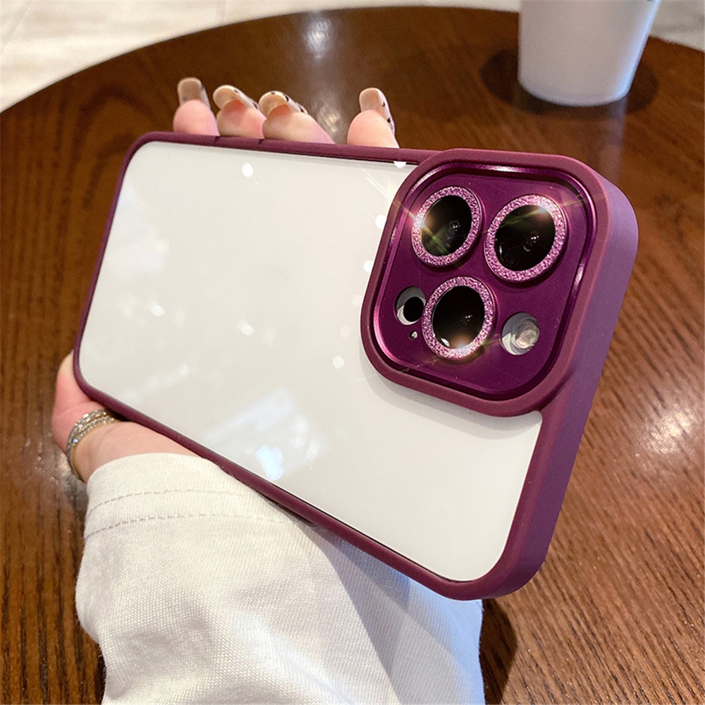 Ốp Điện Thoại Acrylic Cứng Trong Suốt Chống Sốc Viền Kim Loại Sang Trọng Cho iPhone 14 Plus13 12 11 Pro Max