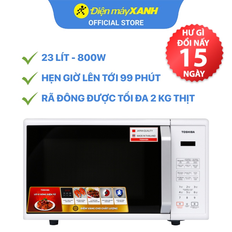 [Mã ELHADEV giảm 4% đơn 300K] Lò vi sóng Toshiba ER-SS23(W1)VN 23 lít 800 W - Chính hãng BH 1 năm