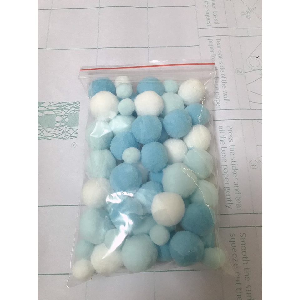 Pompom tự làm đồ trang trí handmade, bông màu decor khung ảnh, tiểu cảnh, slime, phụ kiện tóc