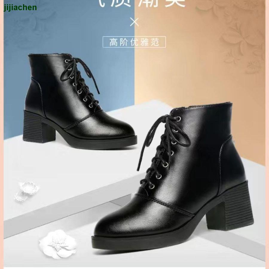 Giày Bốt Martin Mũi Tròn Dày Dặn Ấm Áp Chống Trượt Cho Nữ