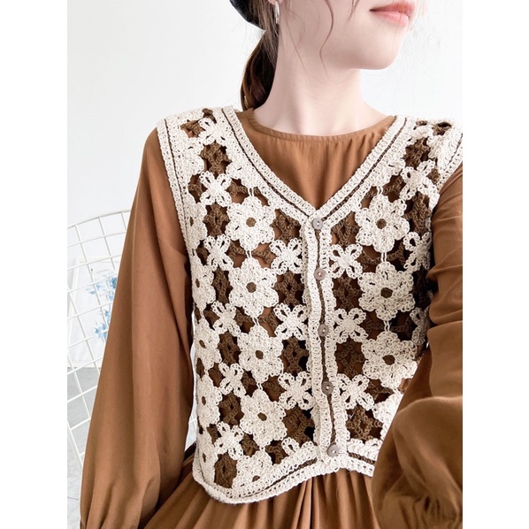ÁO GHI LÊ MỎNG thu đông hoạ tiết bohochic len móc cô gái Hàn Quốc ulzzang khoác ngoài lenvintage | BigBuy360 - bigbuy360.vn