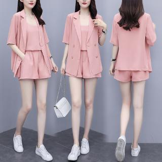 Set Áo Khoác + Quần Short + Áo Vest Phong Cách Hàn Quốc Thời Trang Cho Nữ