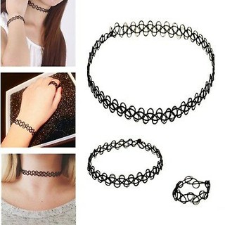 Bộ chocker tatoo gồm vòng cổ , nhẫn và vòng tay