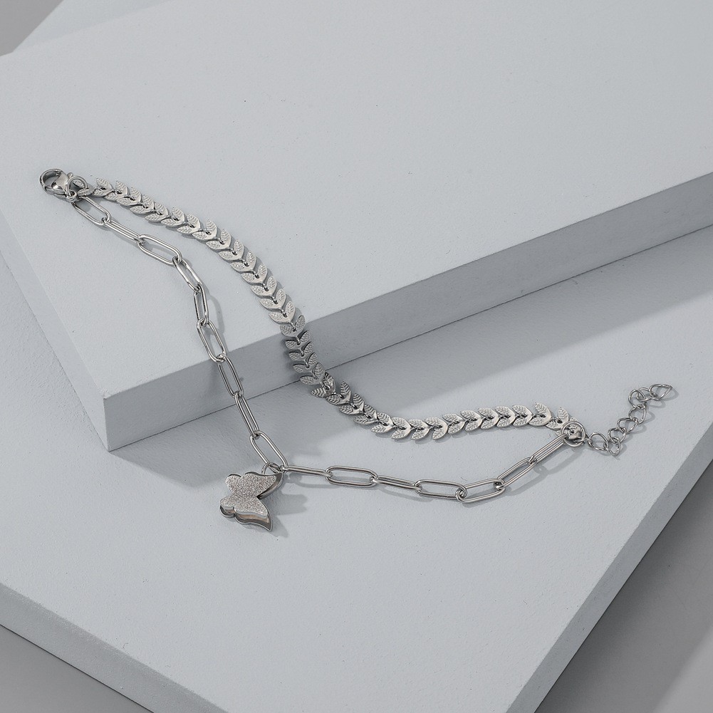 Vòng Tay Kim Loại Mặt Hình Bướm Phong Cách Hip Hop Hàn Quốc