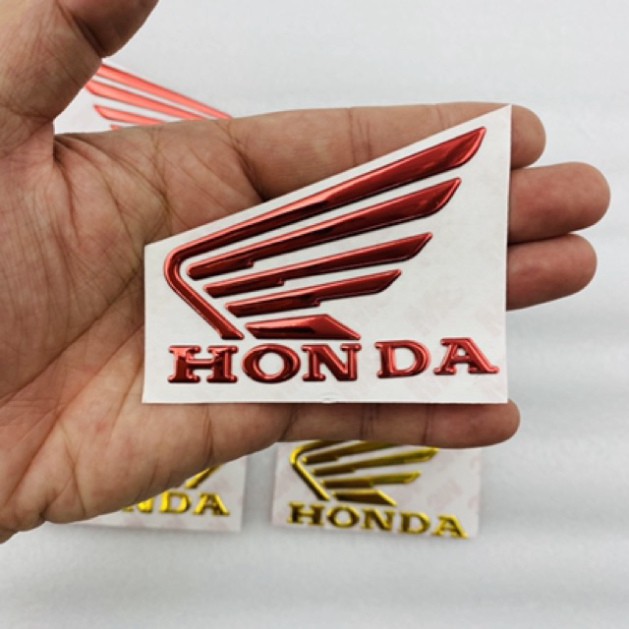 Logo cánh chim chữ Honda xanh, đỏ, vàng, đen, trắng dán trang trí xe, mũ bảo hiểm