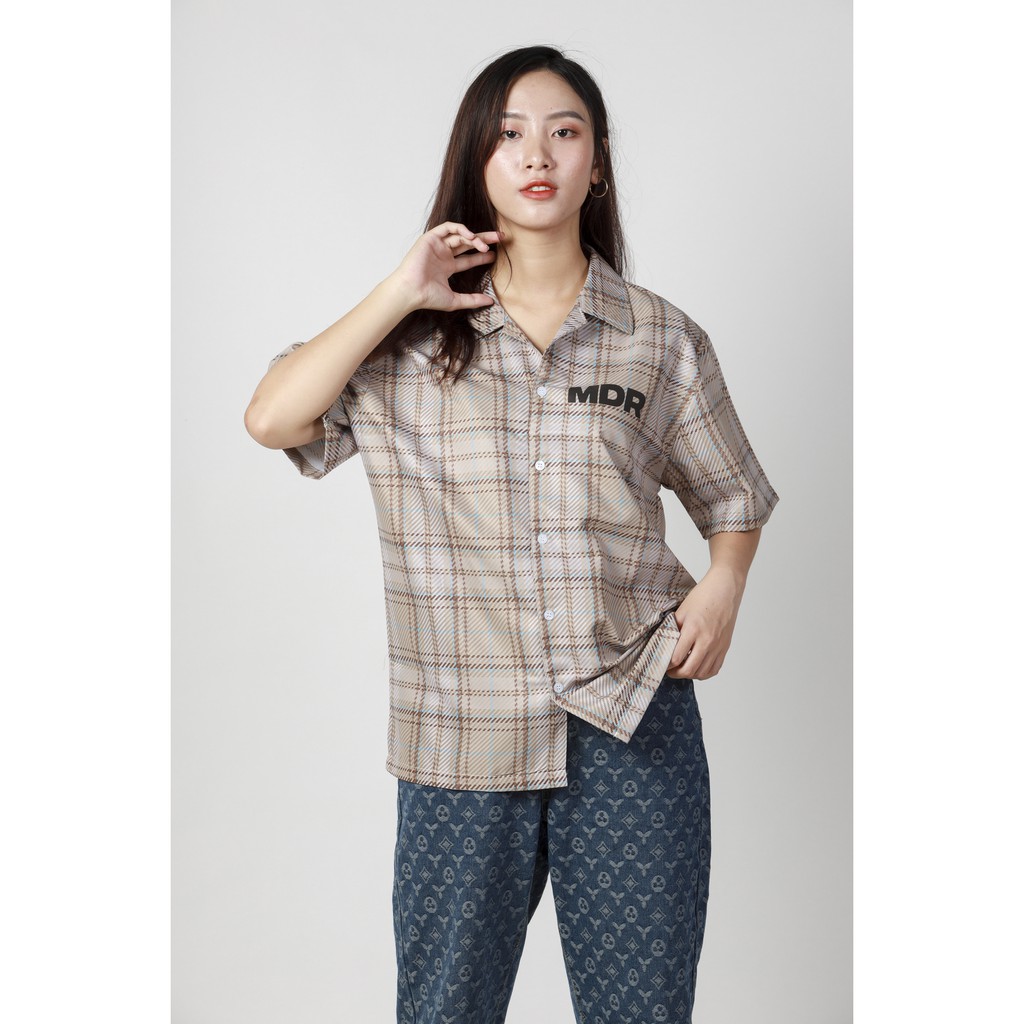 Áo Sơ Mi nam nữ Hoạ Tiết Tay Ngắn Cổ Vest Uniex Thời Trang Vải Lụa Local Brand M Studio