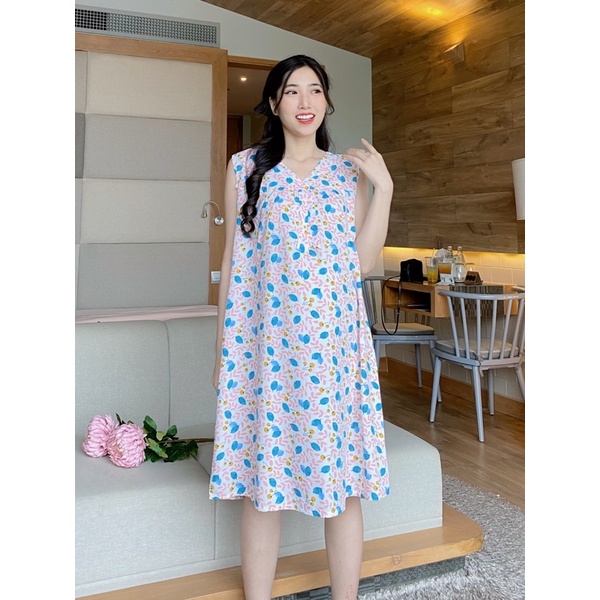 EVERMOM | Đầm tôn hai da thái form suông nơ cổ siêu nhẹ và mát