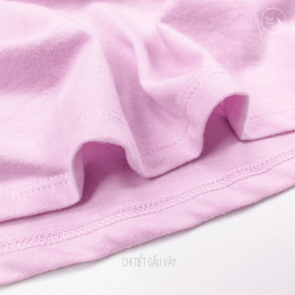Váy Bé Gái Miss Meow, Đầm Cho Bé Chất Cotton Bèo Gấu In Cá Nhỏ Size Đại 3-11 Tuổi