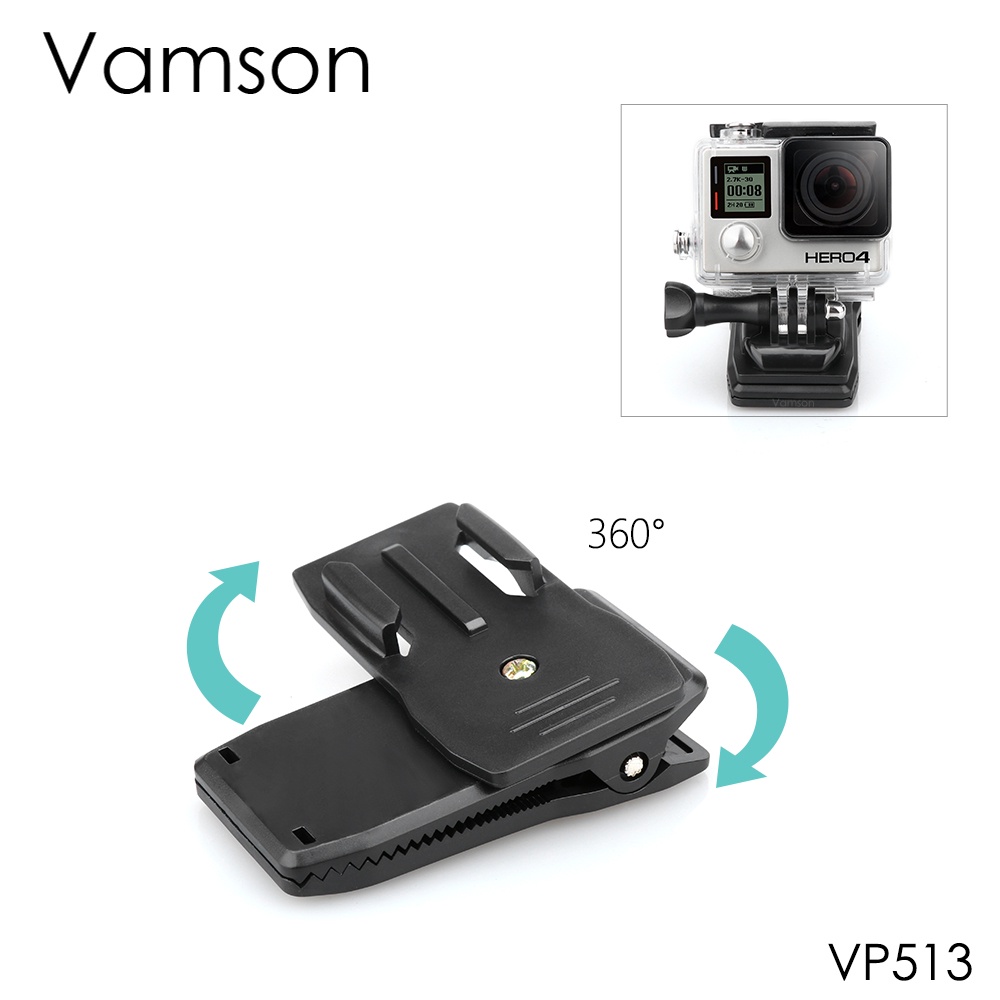 Kẹp Gắn Ba Lô Xoay 360 Độ Cho Gopro 8 7 6 5 4 yi 4K SJCAM for SJ4000 VP513