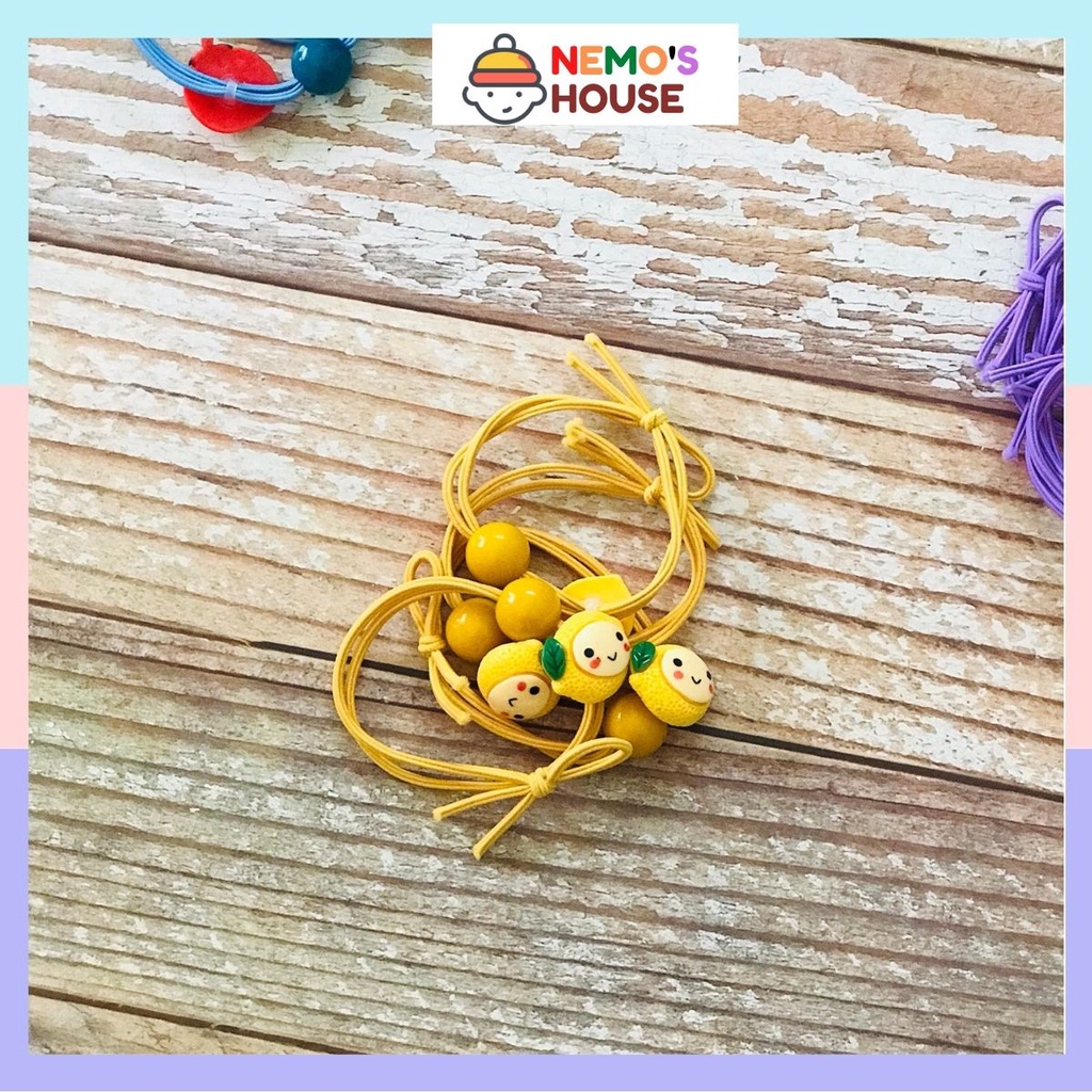 Cột tóc dây chun, dây cột tóc họa tiết  hình trái cây nhiều màu sắc đáng yêu