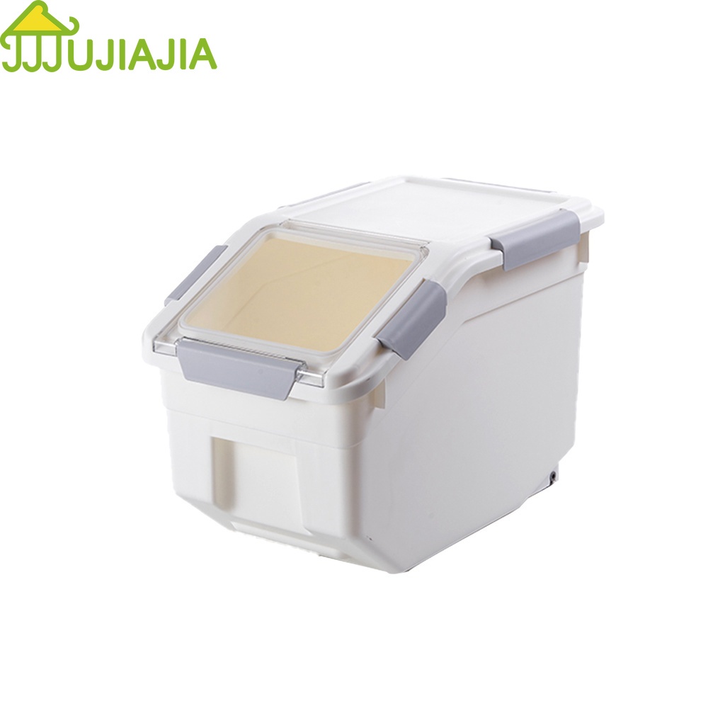 Thùng đựng gạo JUJIAJIA hai lớp đóng kín bằng silicon chống ẩm mốc có bánh lăn 15/20/30/50l