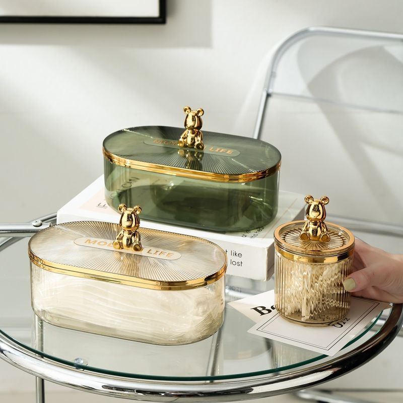 Hộp Đựng Tăm Bông / Mỹ Phẩm Để Bàn Tiện Lợi