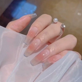 Móng tay giả nail box dáng dài màu hồng pastel (bộ 24 móng) 💖 SẴN KEO DÁN 💖
