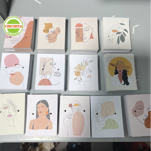 [Giá Tại Xưởng] 100 cái tag bìa treo khuyên, thẻ treo bông tai, Earring hang tags  đục lỗ 7x5.4cm hàng có sẵn