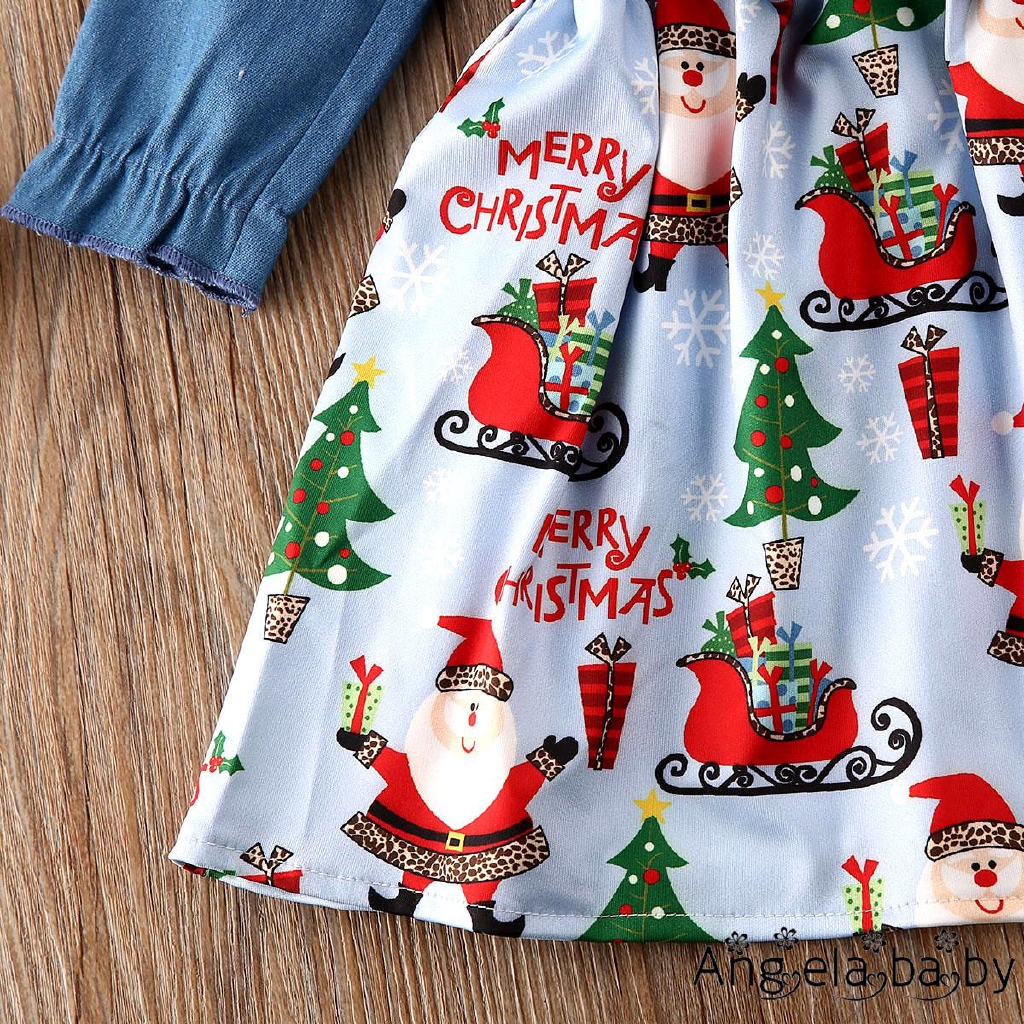 ⓗღ✯Christmas Toddler Kid Baby Girl Xmas Festival Flared Party Santa Swing Dress 6M-4Y