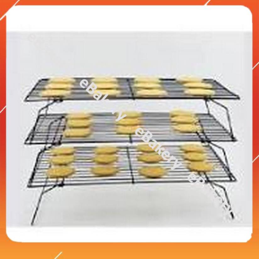 Rack phơi bánh 3 tầng cao cấp bằng thép xi mạ chống dính, cứng cáp, bền đẹp, an toàn, phơi mau khô - eBakery