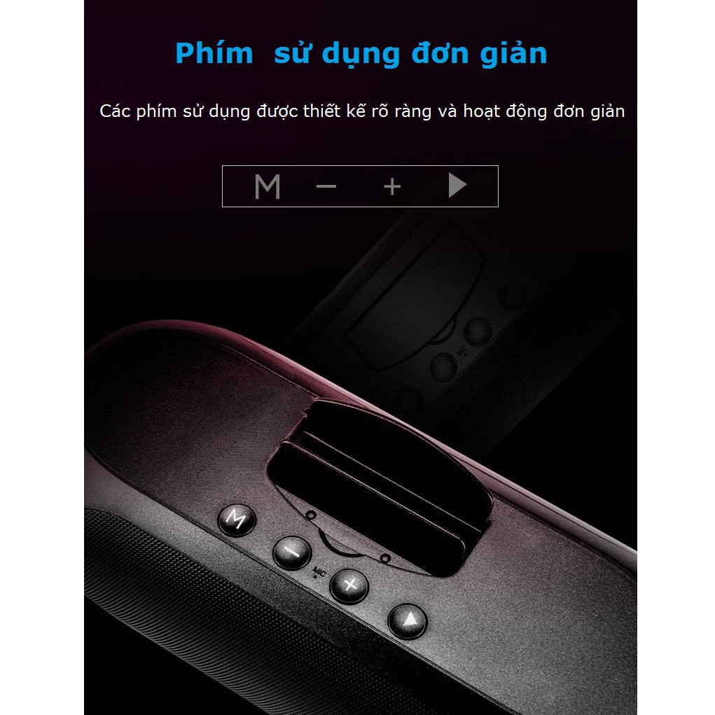 Loa Bluetooth Siêu Bass V6 Không Dây Công Suất Lớn Có Giá Đỡ Điện Thoại, hỗ trợ usb thẻ nhớ và cổng aux 3.5