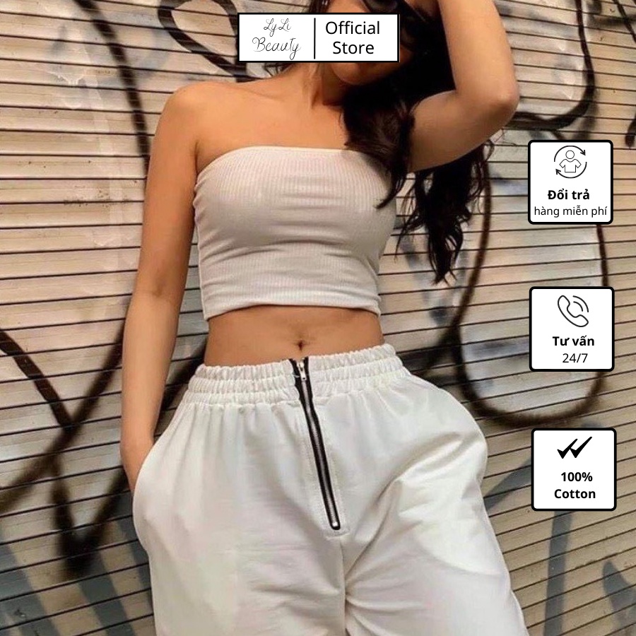 Áo ống Lylibeauty ba màu đen trắng tím