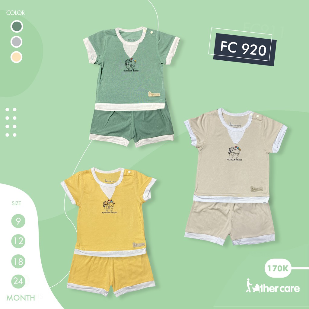 Bộ Quần áo FatherCare Cổ đáp V CT - 2 chú gấu FC920