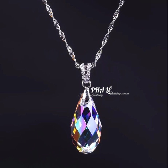 Mặt Dây Chuyền Pha Lê Swarovski Giọt Nước Dát Nhiễn S17mm