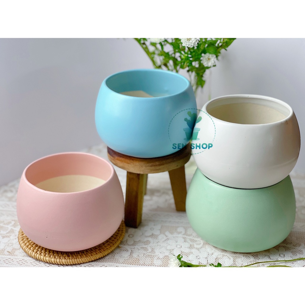 chậu men trồng cây .( chậu hạt dẻ 3 size )