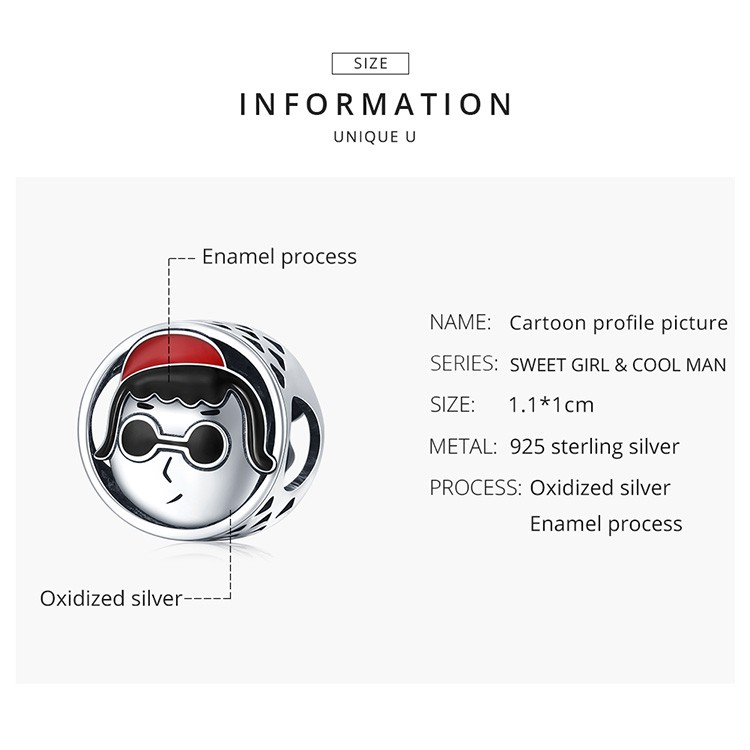 Hạt phụ kiện Bamoer Scc1991  bạc 925 họa tiết hoạt hình bé trai thời trang quyến rũ dùng làm vòng tay thủ công