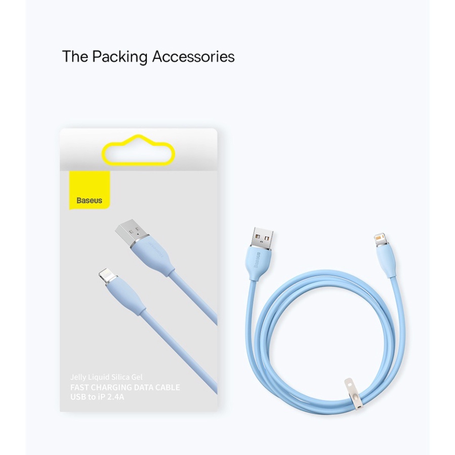 Dây cáp USB sạc nhanh Baseus bằng silica gel dẻo chuyên nghiệp dành cho iPhone 13 12 11 Pro Max 2.4A