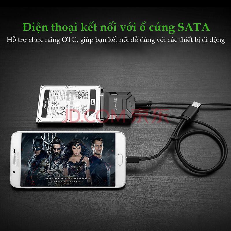 Cáp chuyển đổi USB 2.0 sang SATA HDD,SSD 3.5&quot;2.5&quot; Ugreen 20216 hỗ trợ OTG CR108 Chính Hãng