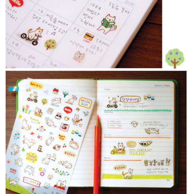 🍉Set 6 vỉ sticker mèo trang trí ngộ nghĩnh DUASHOP