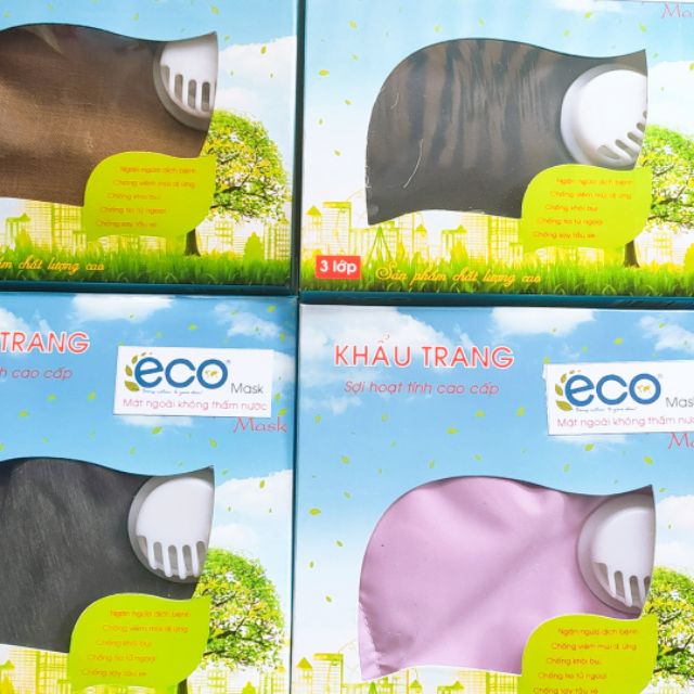 KHẨU TRANG VẢI SỢI HOẠT TÍNH ECOMASk MẶT NGOÀI KHÔNG THẤM NƯỚC CÓ VAN THỞ | BigBuy360 - bigbuy360.vn