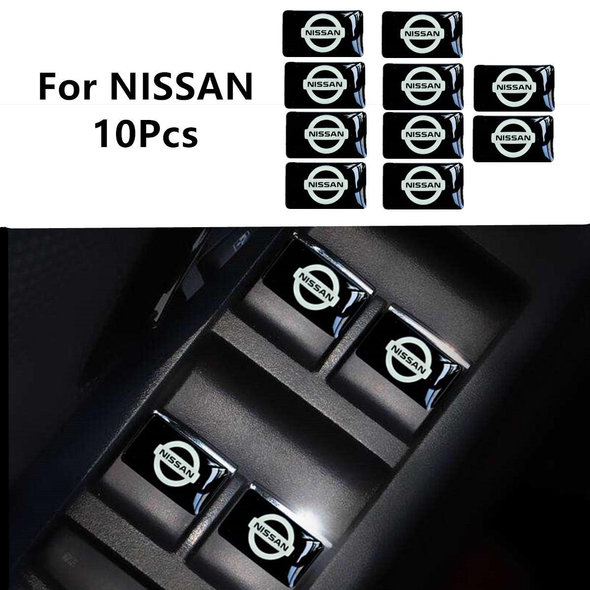 Set 10 Miếng Sticker 3d Dán Trang Trí Cửa Xe Ô Tô Nissan X-Trail Qashqai Livina Genesis Sylphy Tiida Teana