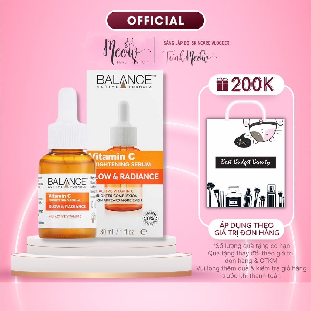 Serum Balance vitamin C dưỡng sáng da mờ thâm Balance Active Formula Brightening 30ml-60ml - Meow Beauty Shop Trinh Meow