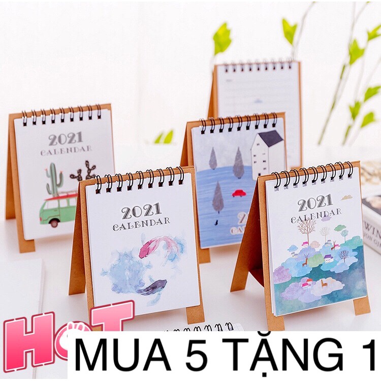 Lịch Để Bàn Mini 2021 Có Dòng Kẻ Ghi Chú/Lịch 2021