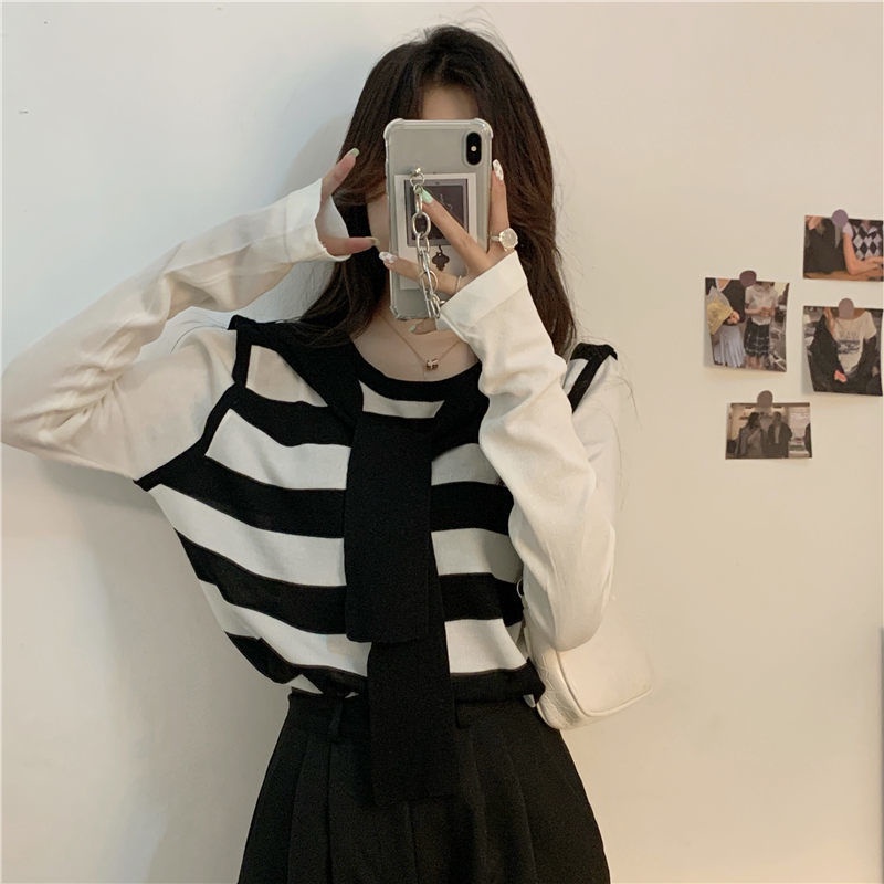 Áo Thun Nữ Tay Dài Giả Hai Lớp Thời Trang Quyến Rũ