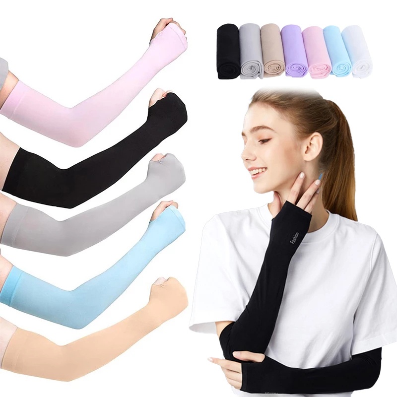 1 Cặp Vỏ Bọc Cánh Tay Bằng Lụa Lạnh Chống Nắng Bảo Vệ Khuỷu Tay Khi Lái Xe /
