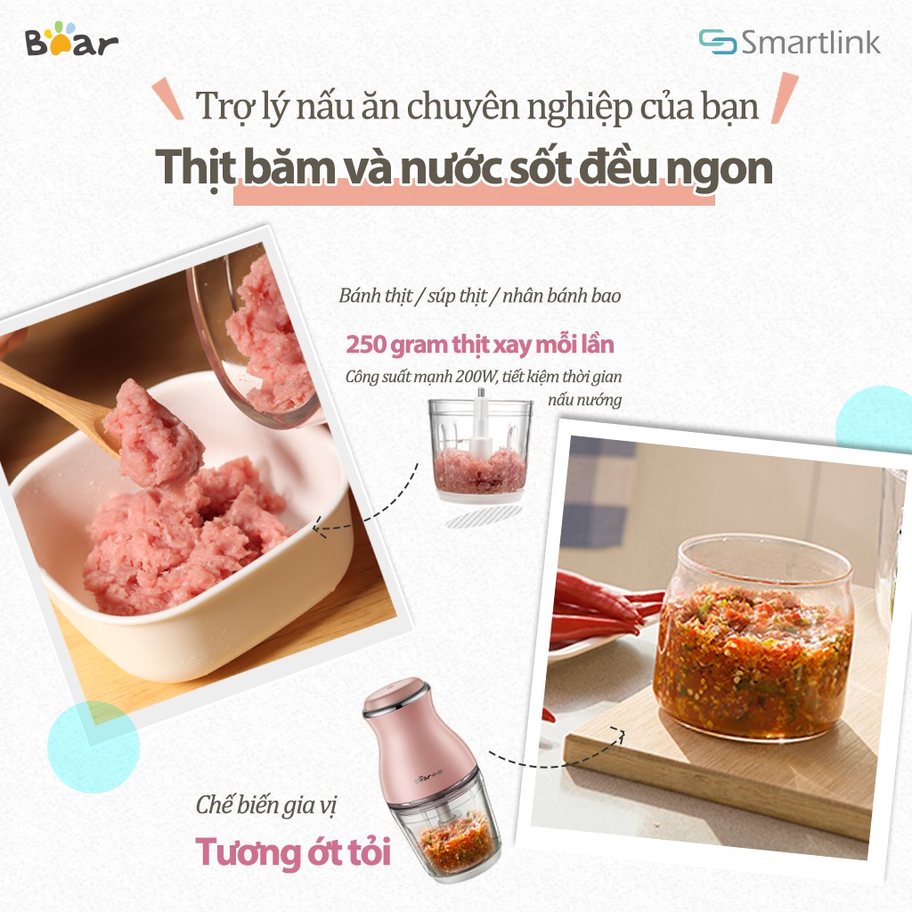 [Mã ELMALL10 giảm 10% đơn 500K] Máy Xay Thực Phẩm Đa Năng Bear QSJ-B02U2 - Hàng Chính Hãng - Bảo Hành 18 tháng