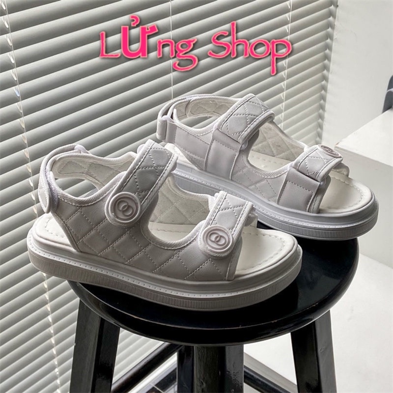 Dép sandal thể thao nữ 2 quai dán trám trầm LỬNG SHOP đế bánh mì siêu nhẹ cao 3cm