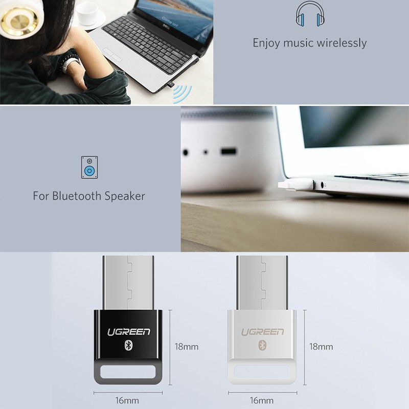 Bluetooth USB dongle V4.0 EDR hỗ trợ aptX audio - USB bluetooth adapter Ugreen 30443 màu đen, 30524 màu trắng