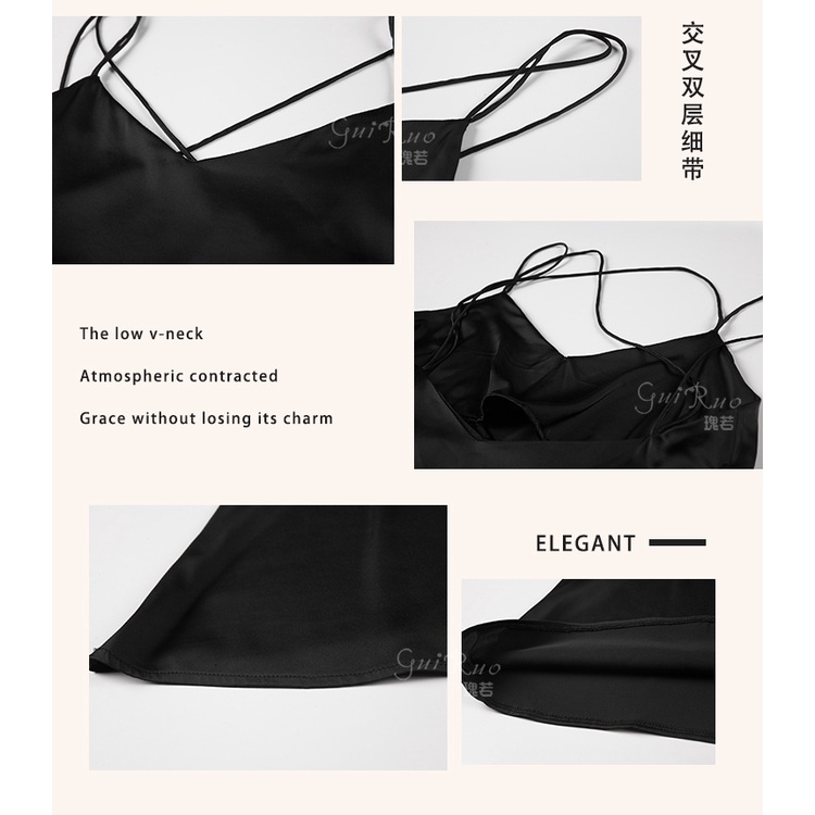 Váy ngủ 2 dây đan chéo lụa satin phong cách nhẹ nhàng quyến rũ cao cấp đầm ngủ sexy cho phái nữ E1241