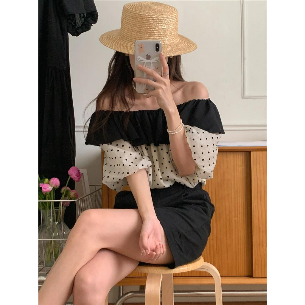 Áo Sơ Mi Chiffon Nhẹ Trong Suốt Một Vai Khóa Màu 60652